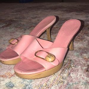 Pink Chanel kitten heels